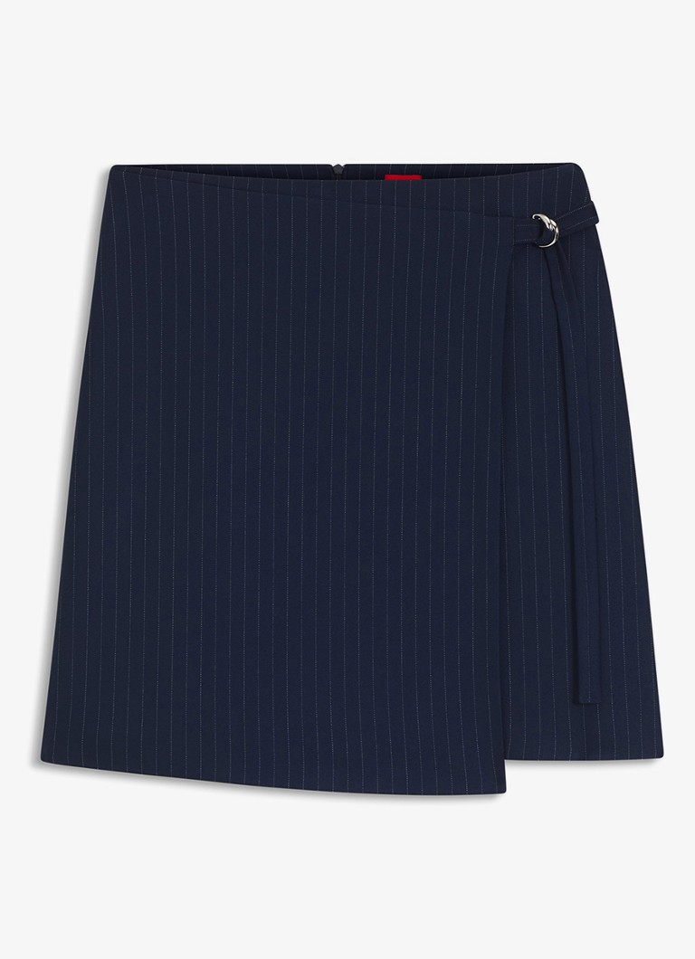 HUGO Dames Minirok met krijtstreep in de kleur Donkerblauw