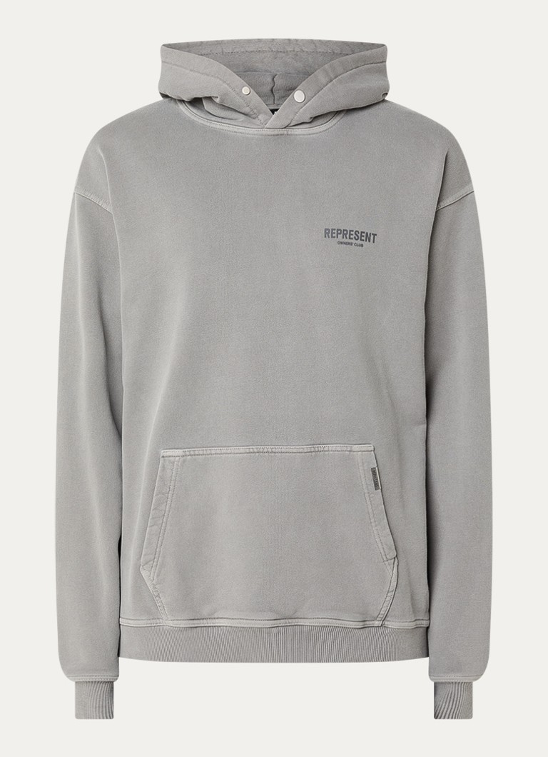 Represent Heren Owners Club hoodie met logo- en backprint in de kleur Grijs, maat: XL