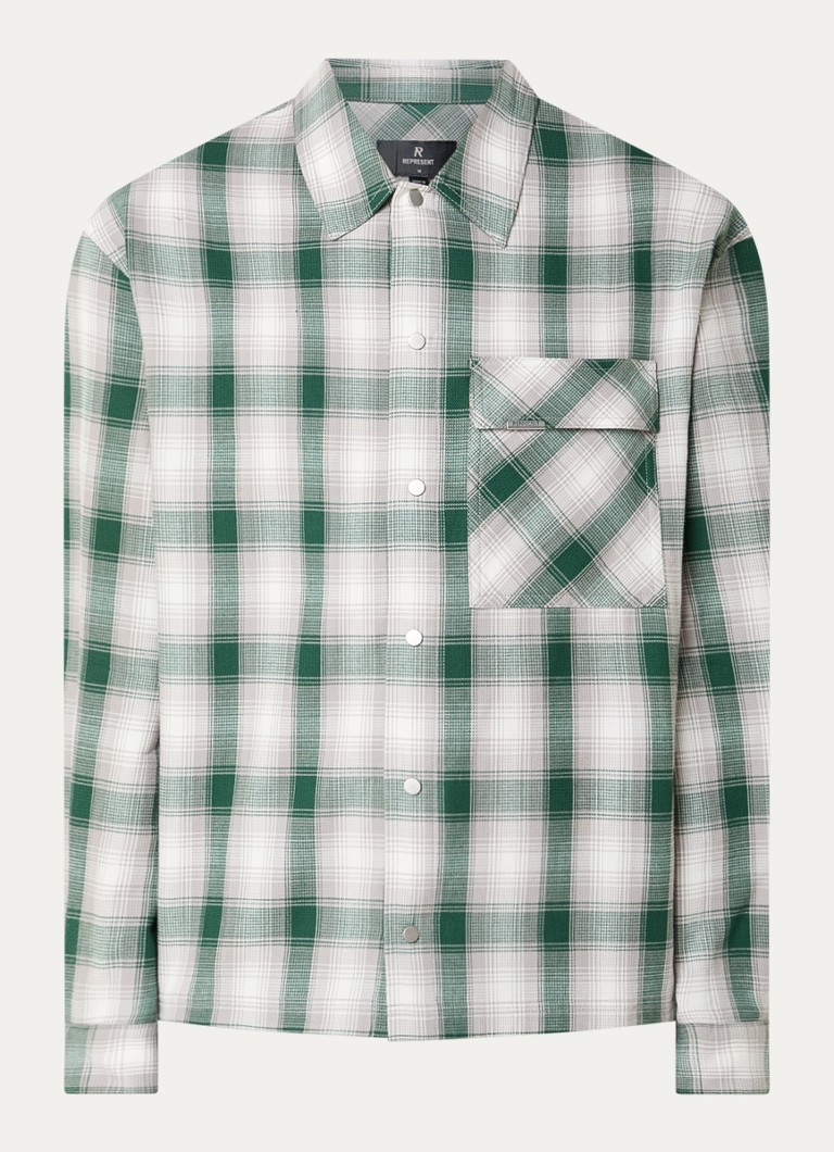 Represent Heren Regular fit overhemd met ruitdessin in de kleur Donkergroen, maat: XL