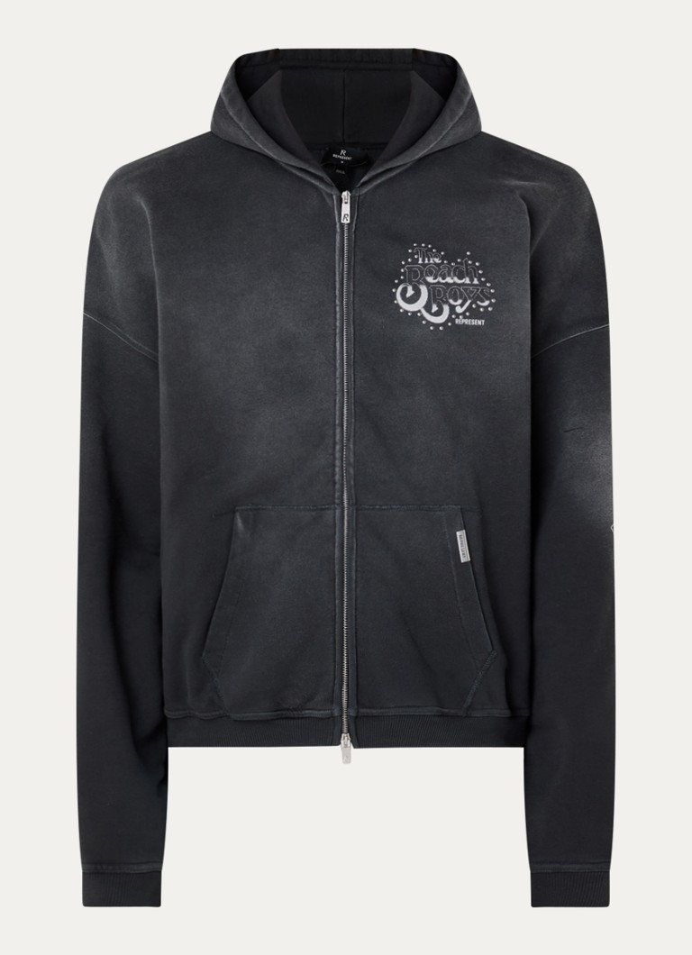 Represent Heren Beach Boys sweatvest met logo- en backprint in de kleur Antraciet, maat: S