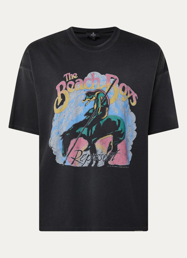 Represent Heren T-shirt met front- en backprint in de kleur Antraciet, maat: S