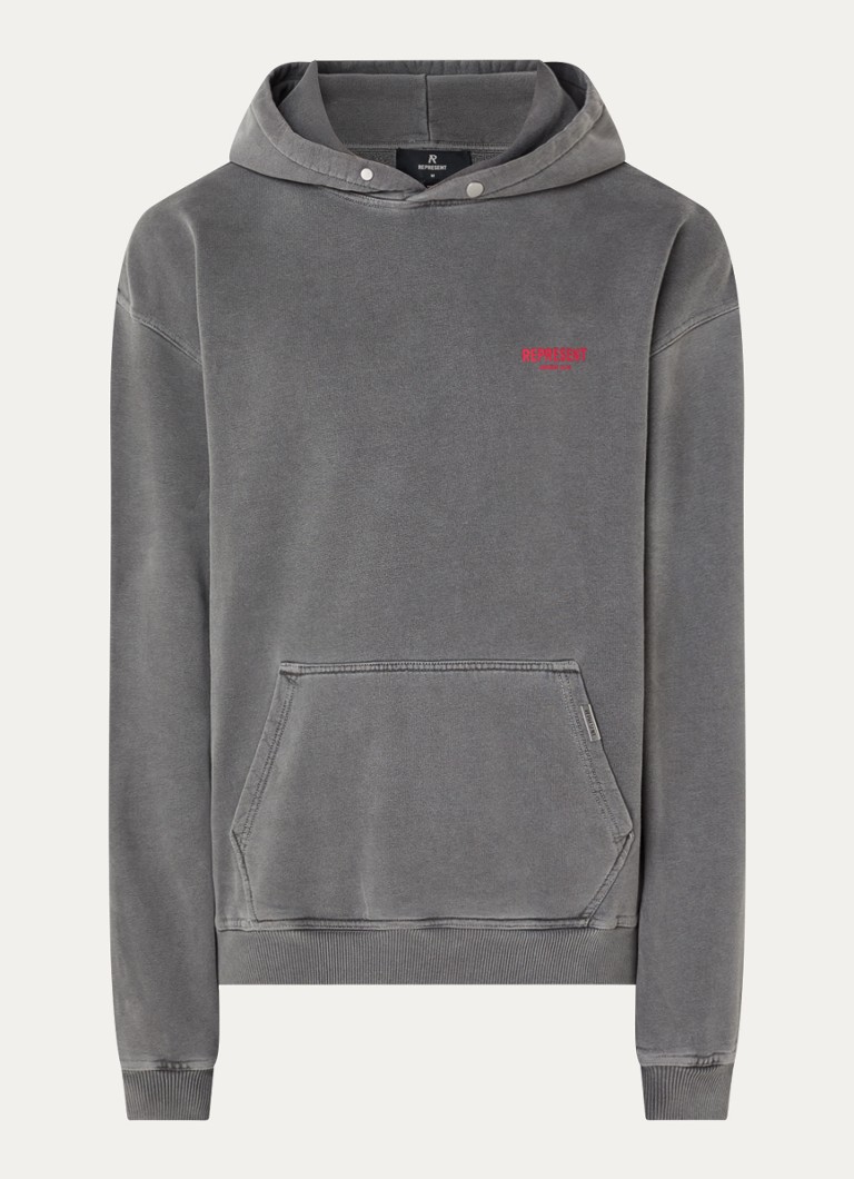 Represent Heren Owners Club hoodie met logo- en backprint in de kleur Antraciet, maat: XS