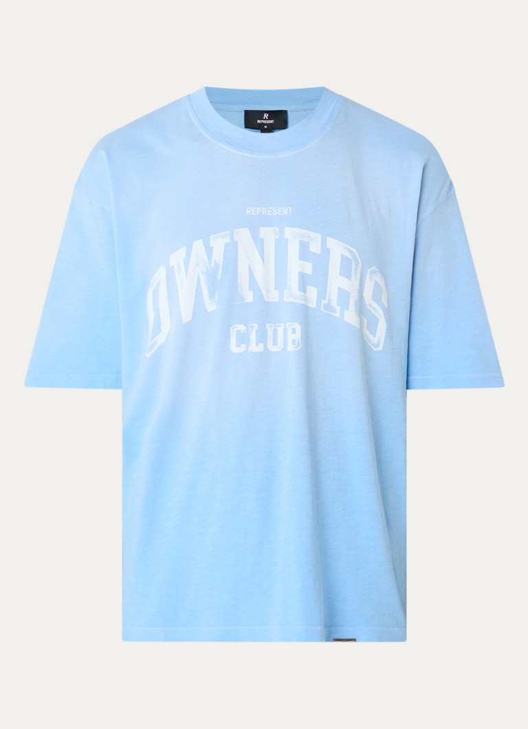 Represent Heren T-shirt met logoprint in de kleur Blauw, maat: S