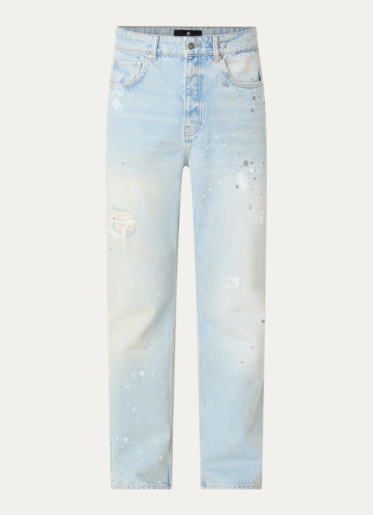 Represent Heren Straight leg jeans met destroyed afwerking in de kleur Blauw, maat: 30