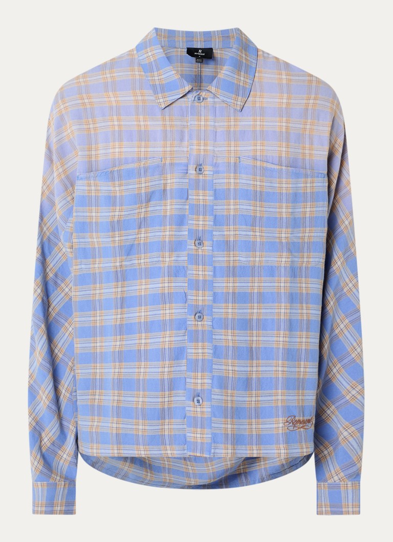 Represent Heren Santa Monica comfort fit overhemd met borstzak en ruitdessin in de kleur Lila, maat: S