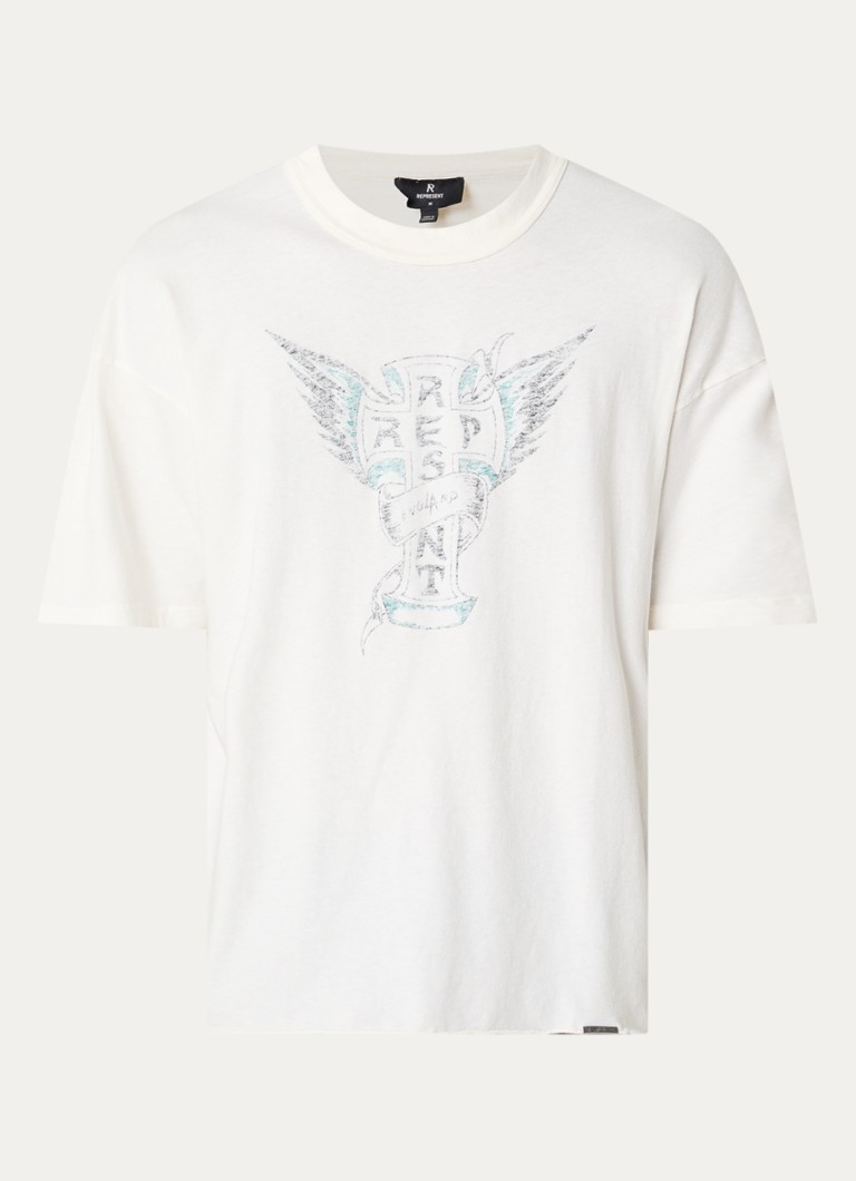 Represent Heren Westside T-shirt met print in de kleur Gebroken wit, maat: S