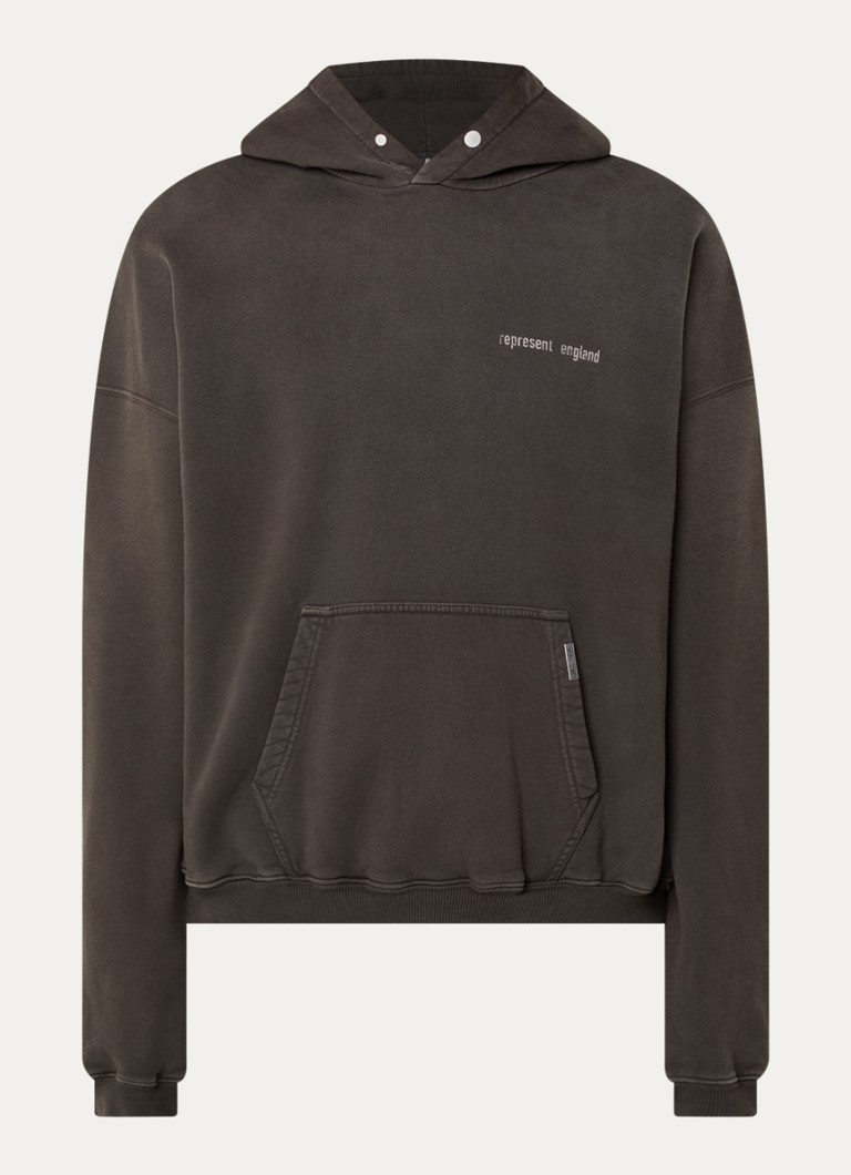 Represent Heren Resent hoodie met logo- en backprint in de kleur Donkerbruin, maat: XL