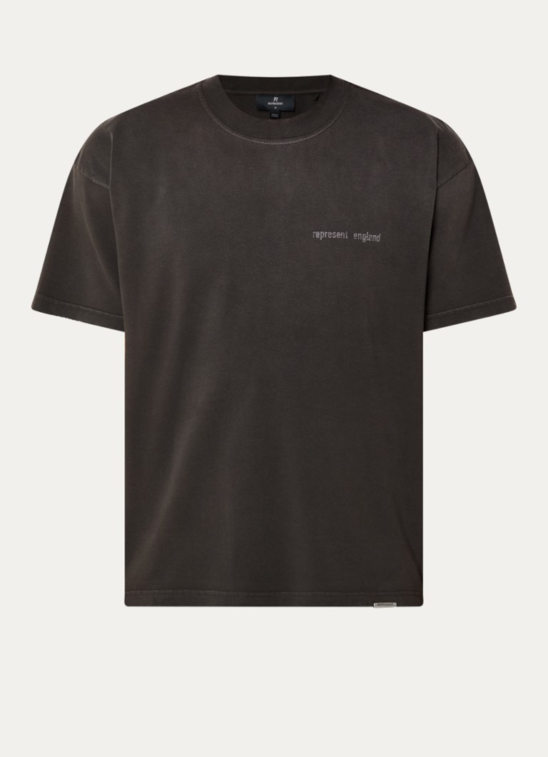 Represent Heren Resent T-shirt met logo- en backprint in de kleur Donkerbruin, maat: S