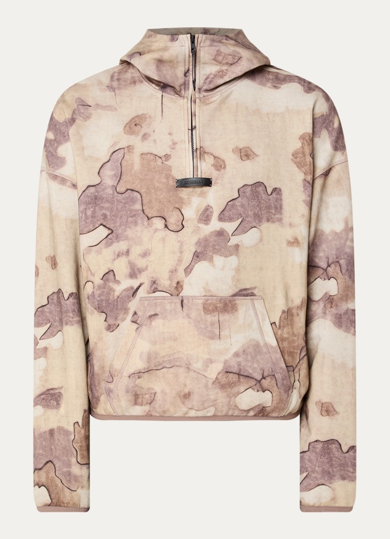 Represent Heren Storm hoodie met print en kangoeroezak in de kleur Beige, maat: L
