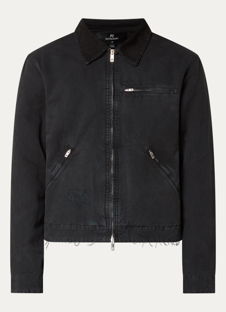 Represent Heren The Work jack met ritszakken in de kleur Zwart, maat: S