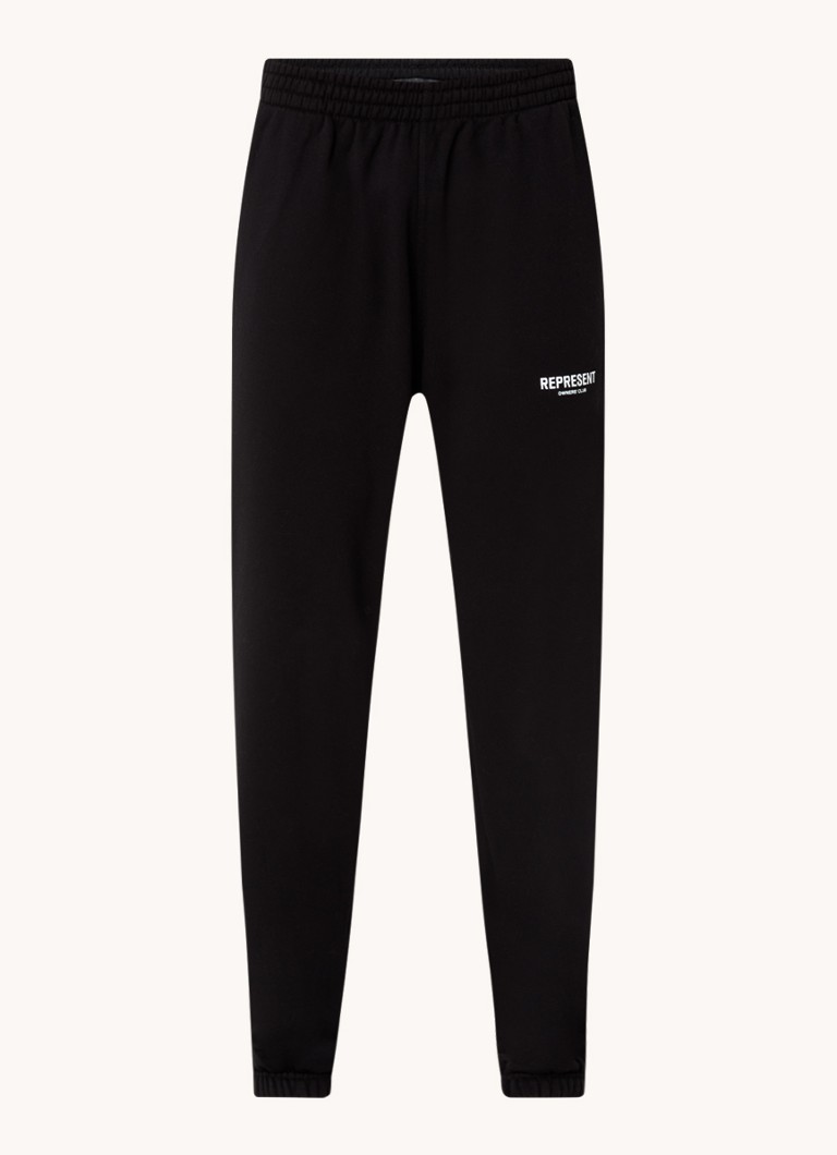 Represent Heren Owners Club tapered fit joggingbroek met logo en steekzakken in de kleur Zwart, maat: XL