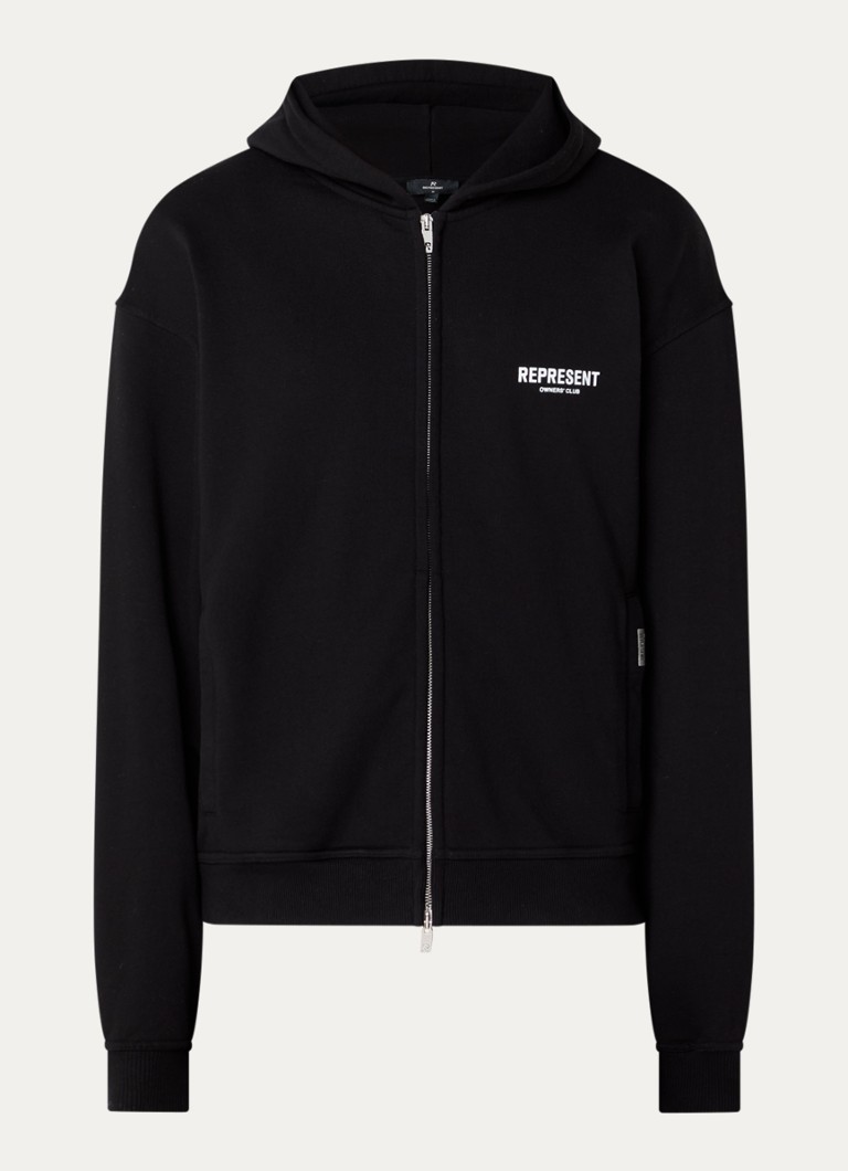 Represent Heren Owners Club sweatvest met logo- en backprint in de kleur Zwart, maat: M
