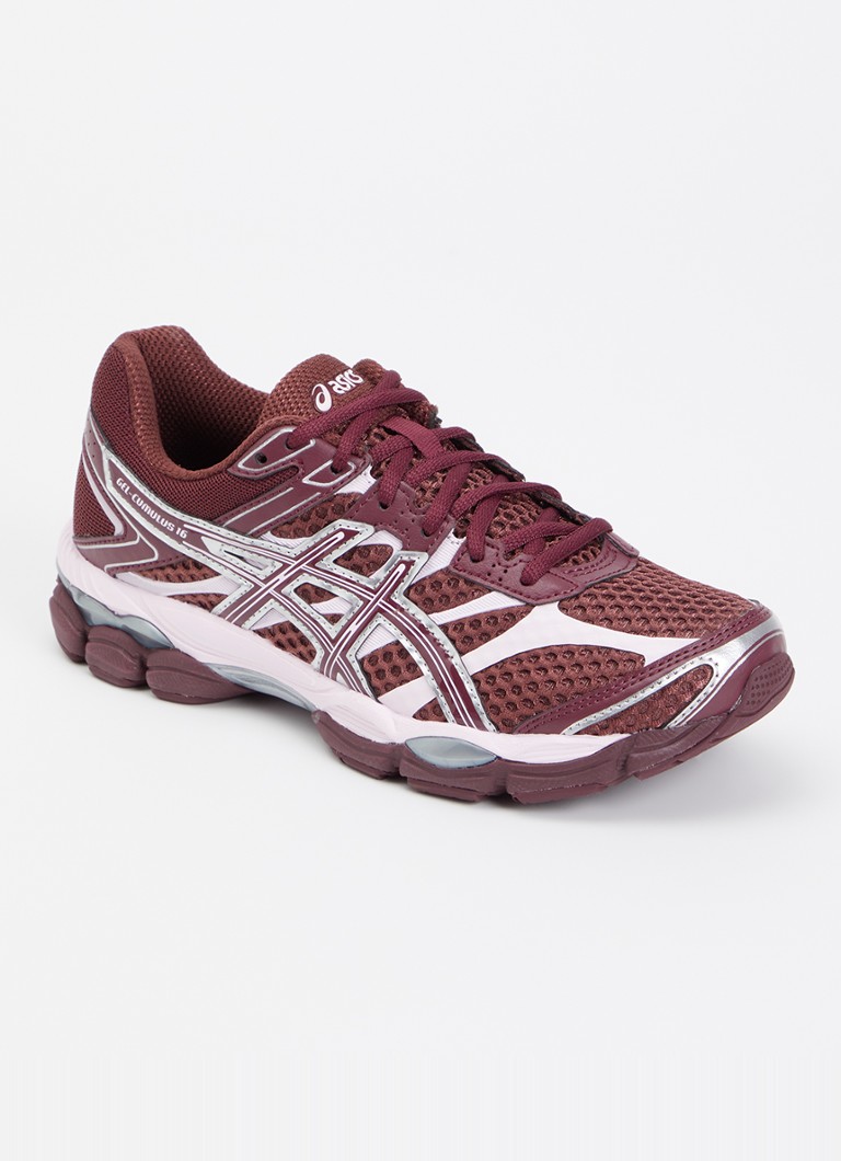 ASICS Dames Gel-Cumulus 16 sneaker met mesh details in de kleur Bordeauxrood, maat: 40