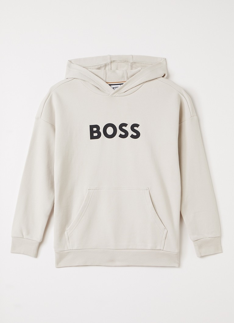 HUGO BOSS Jongens Hoodie met logoprint in de kleur Beige, maat: 12J=152
