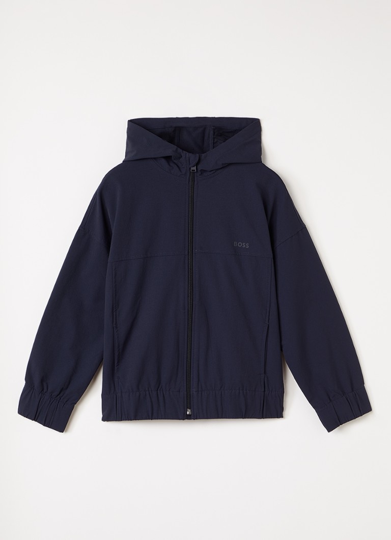 BOSS Jongens Windjack met capuchon in de kleur Donkerblauw, maat: 4J=104