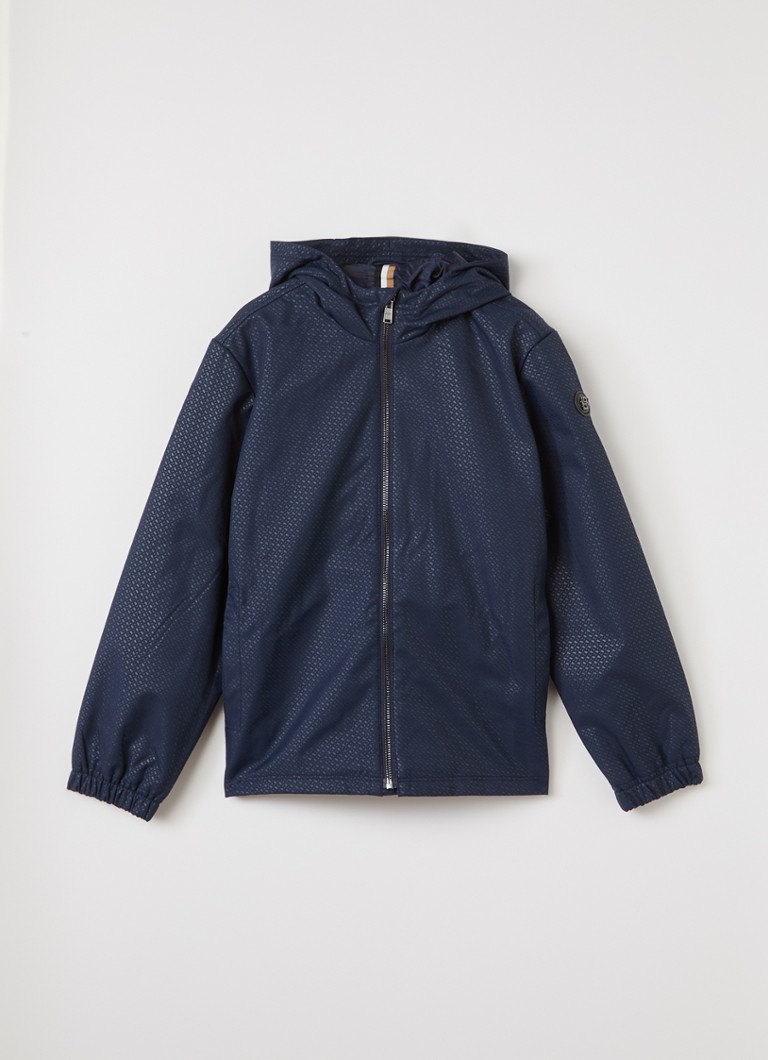 BOSS Jongens Windjack met logoprint in de kleur Donkerblauw, maat: 14J=164