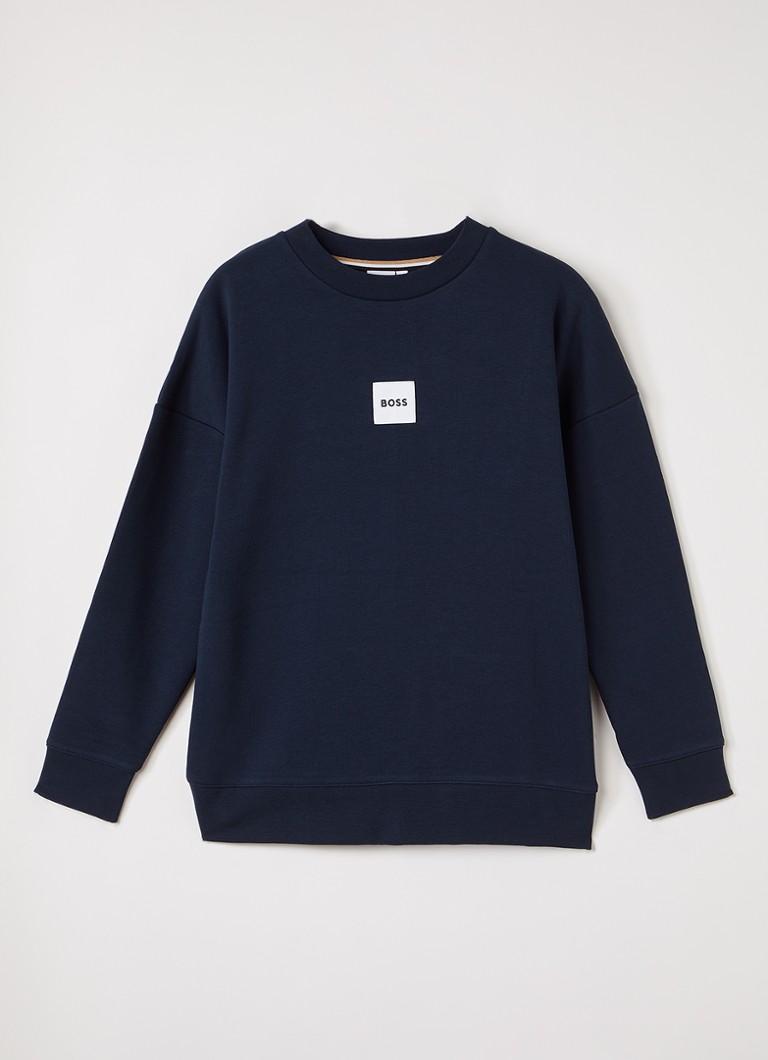 BOSS Jongens Sweater met logo in de kleur Donkerblauw, maat: 14J=164