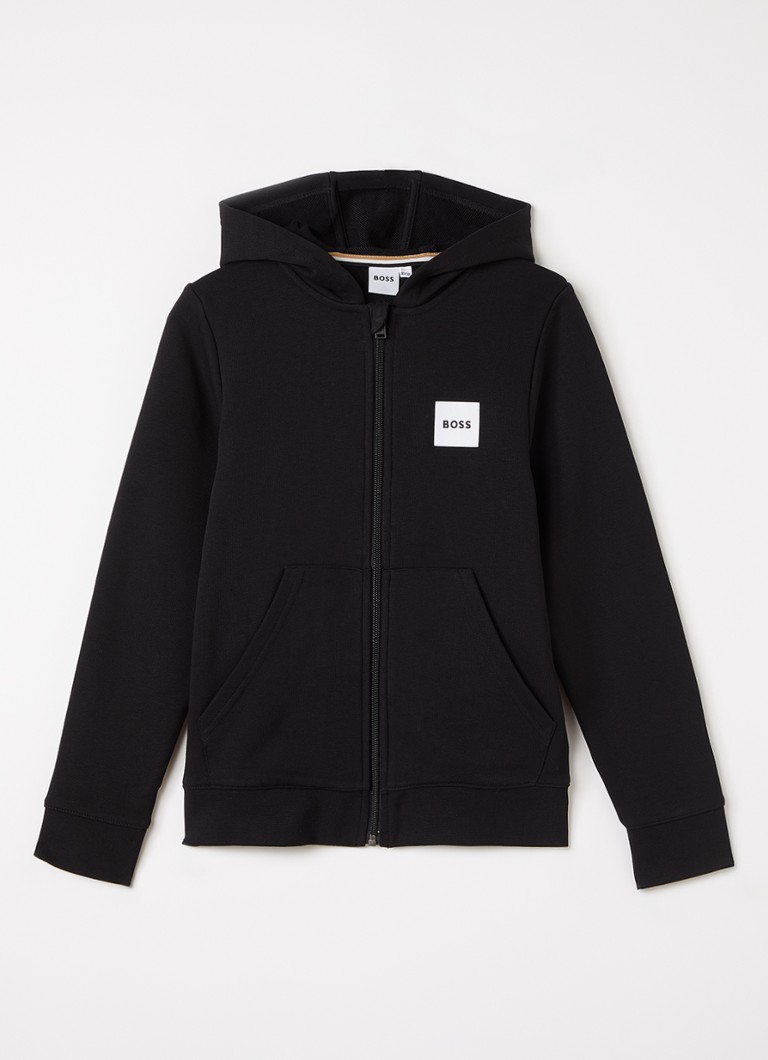 HUGO BOSS Jongens Sweatvest met logoprint in de kleur Zwart, maat: 16J=176