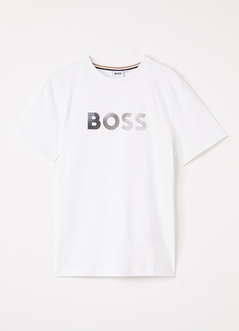 BOSS Jongens T-shirt met logoprint in de kleur Wit, maat: 12J=152