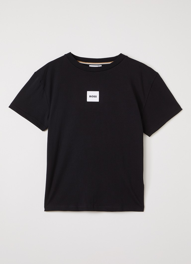 BOSS Jongens T-shirt met logoborduring in de kleur Zwart, maat: 16J=176