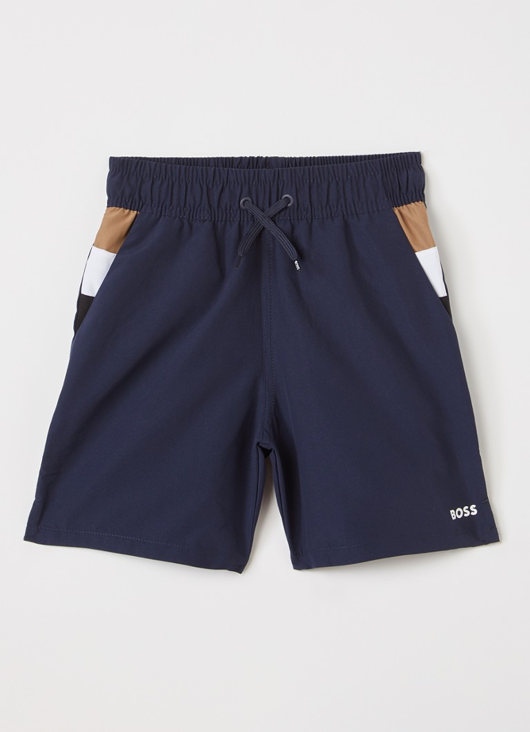 BOSS Jongens Zwemshorts met logo in de kleur Donkerblauw, maat: 14J=164