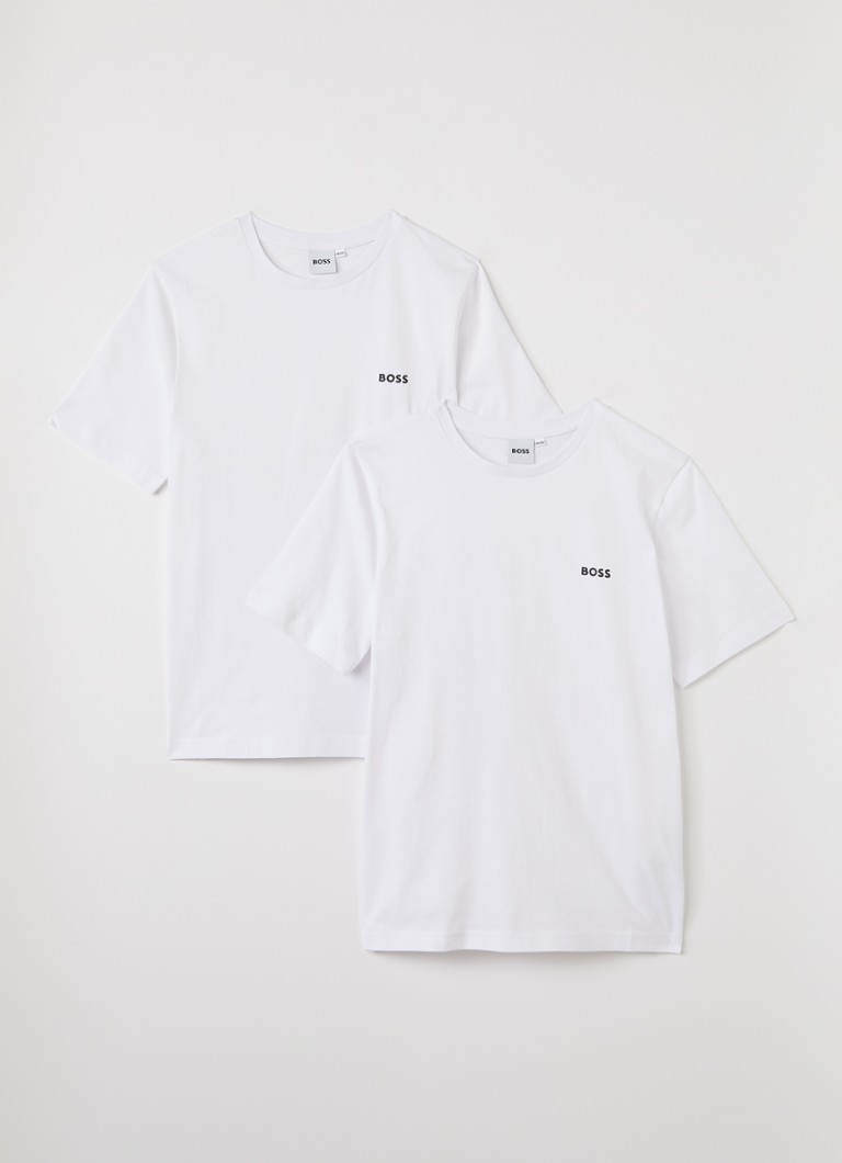 BOSS Jongens T-shirt met logo in 2-pack in de kleur Wit, maat: 14J=164