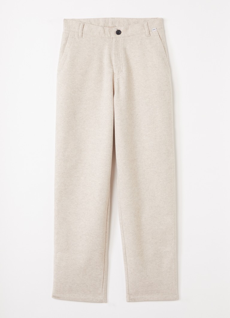 BOSS Jongens Straight fit broek van flanel met steekzakken in de kleur Beige, maat: 14J=164