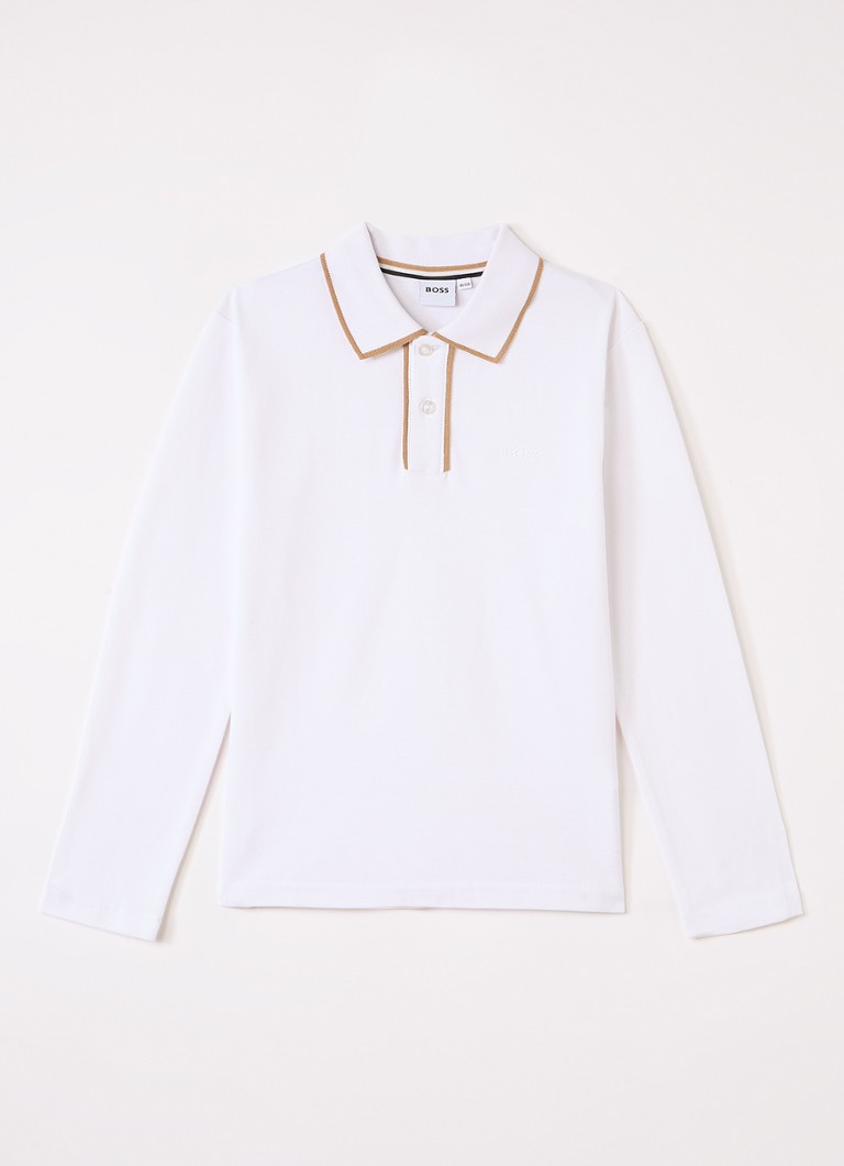 BOSS Jongens Polo met logo in de kleur Wit, maat: 12J=152