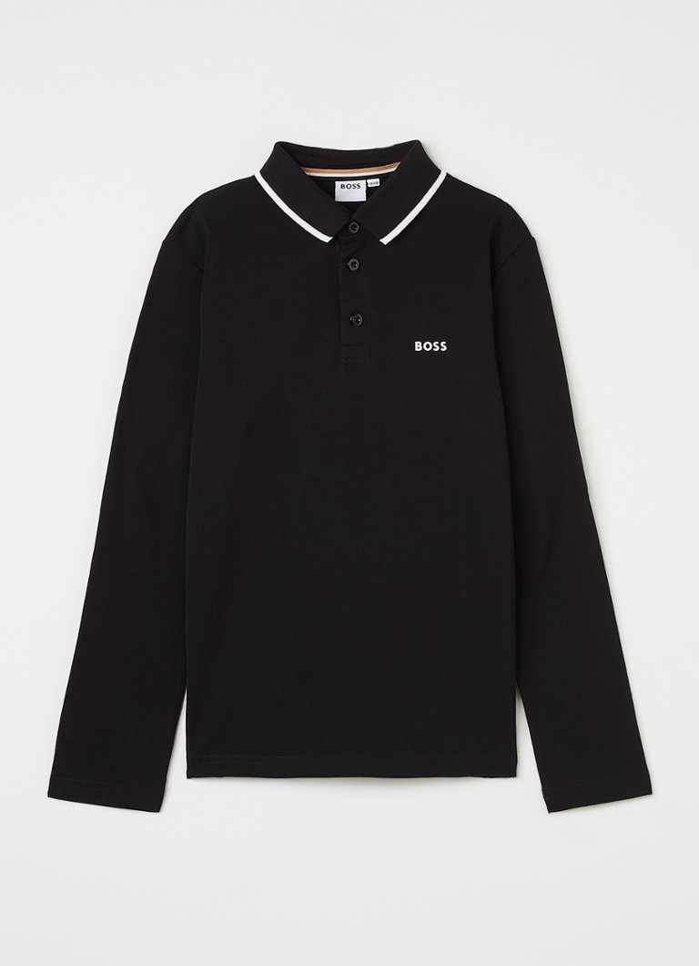 BOSS Jongens Polo met logo in de kleur Zwart, maat: 8J=128
