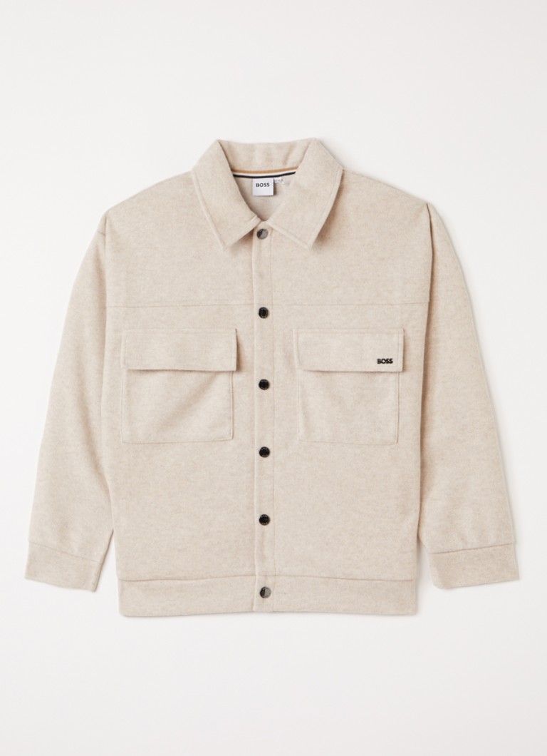 BOSS Jongens Overshirt in wolblend in de kleur Beige, maat: 16J=176