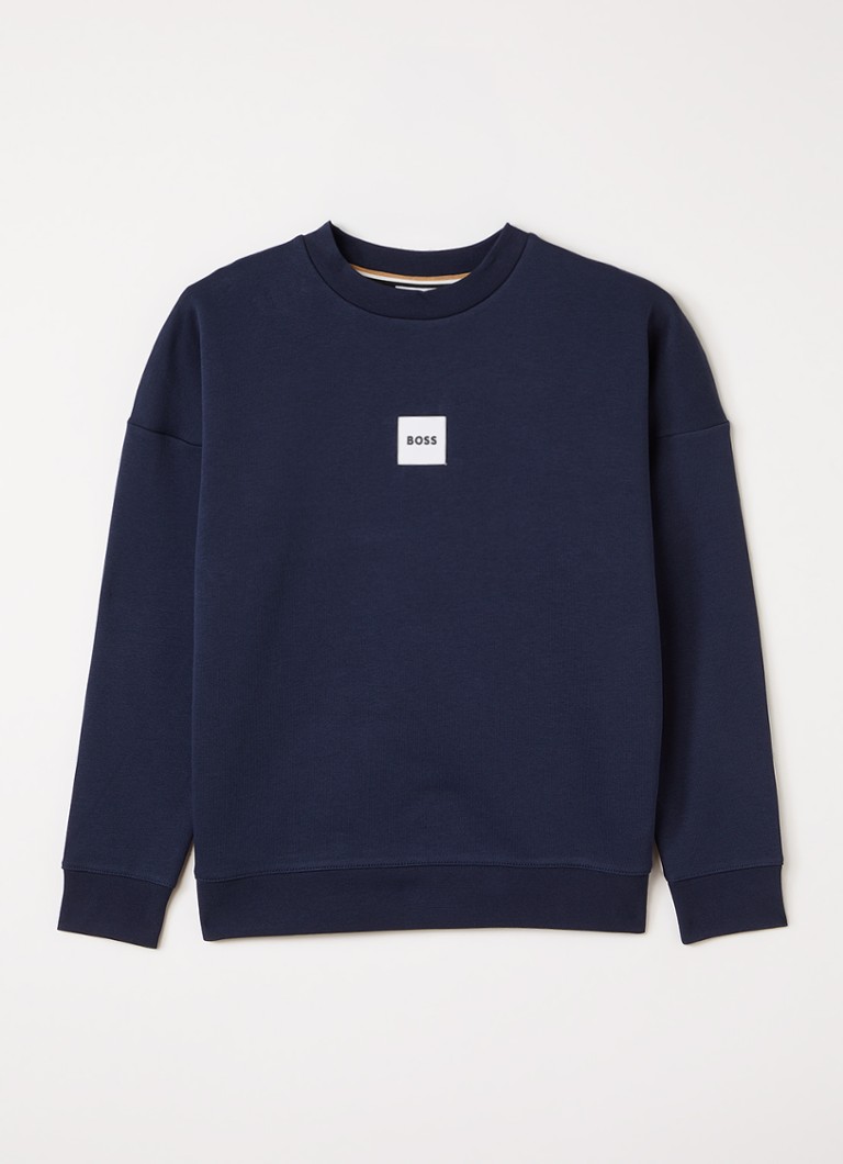BOSS Sweater met logo in de kleur Donkerblauw, maat: 12J=152