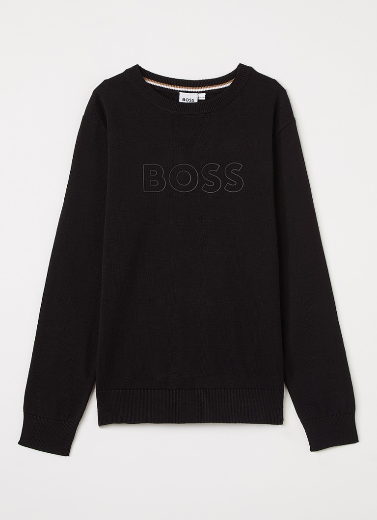 BOSS Jongens Sweater met logo in de kleur Zwart, maat: 16j=176