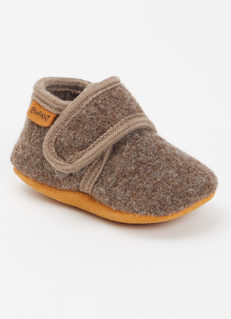 EN FANT Jongens Babyslofje van wol in de kleur Taupe, maat: 17/18