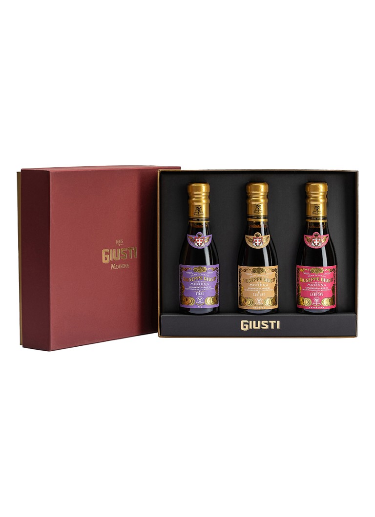 Giusti Balsamico Tris balsamicoazijn met truffel, vijg en framboos 3 x 100 ml Geen kleur