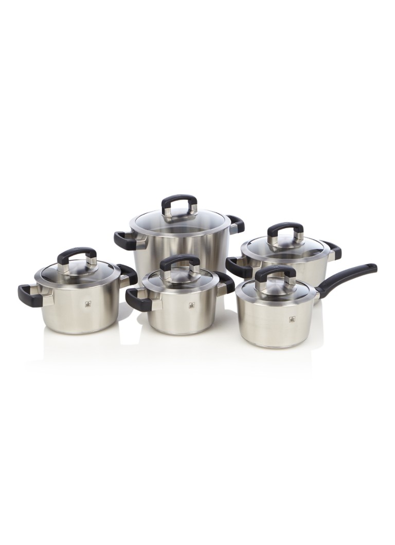 BK Conical Cool Glas pannenset 5-delig Zilver - Deal