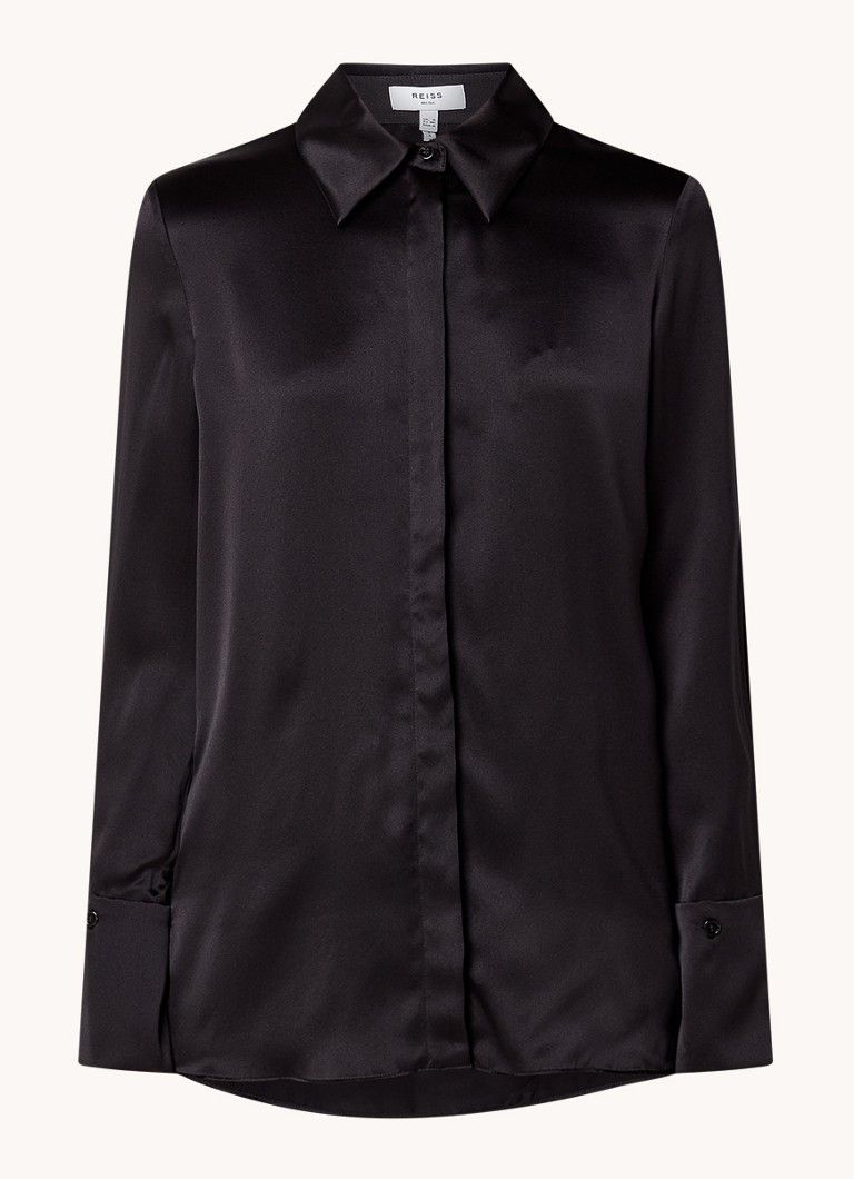 Reiss Dames Hailey blouse van zijde in de kleur Zwart