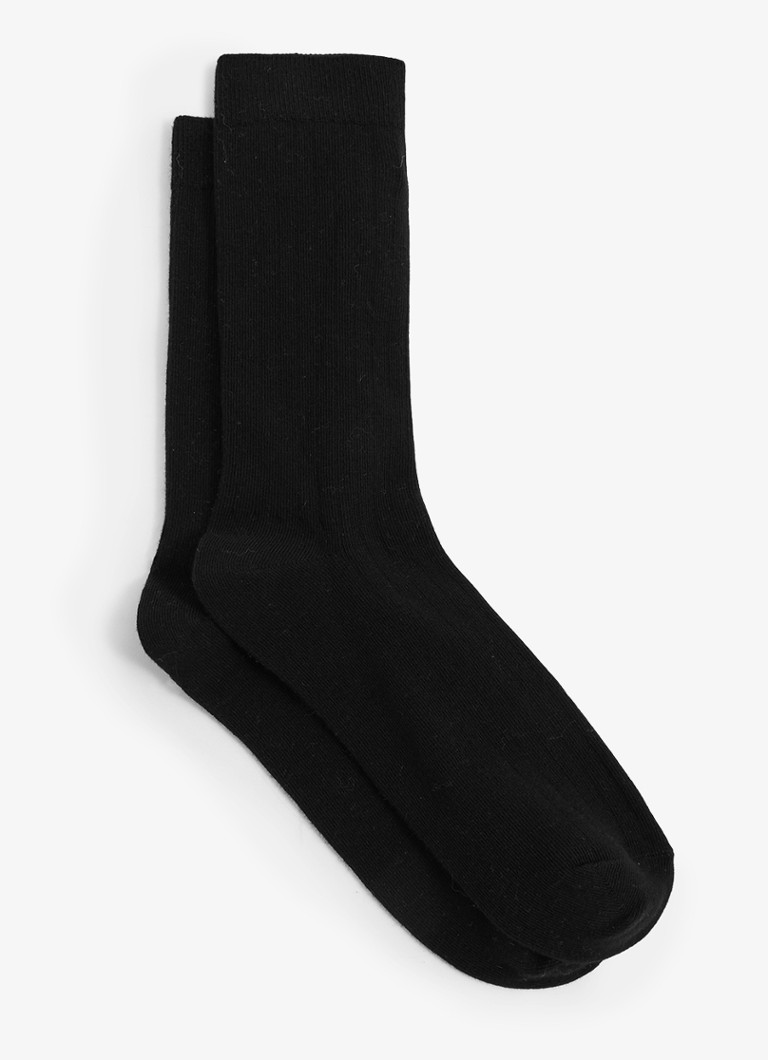 Reiss Dames Felicia ribgebreide sokken in de kleur Black / Zwart