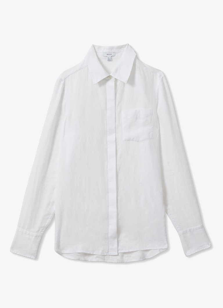 Reiss Dames Belle blouse van linnen in de kleur Wit