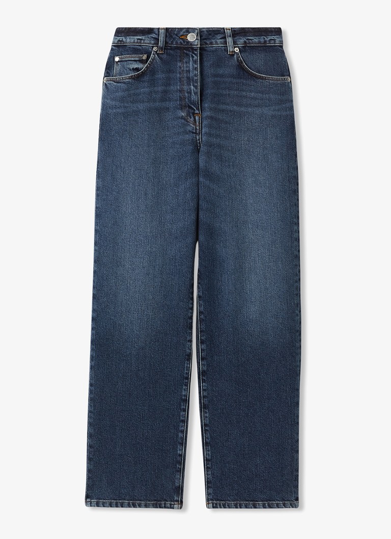 Reiss Dames Selin mid waist straight leg jeans met steekzakken in de kleur Blauw