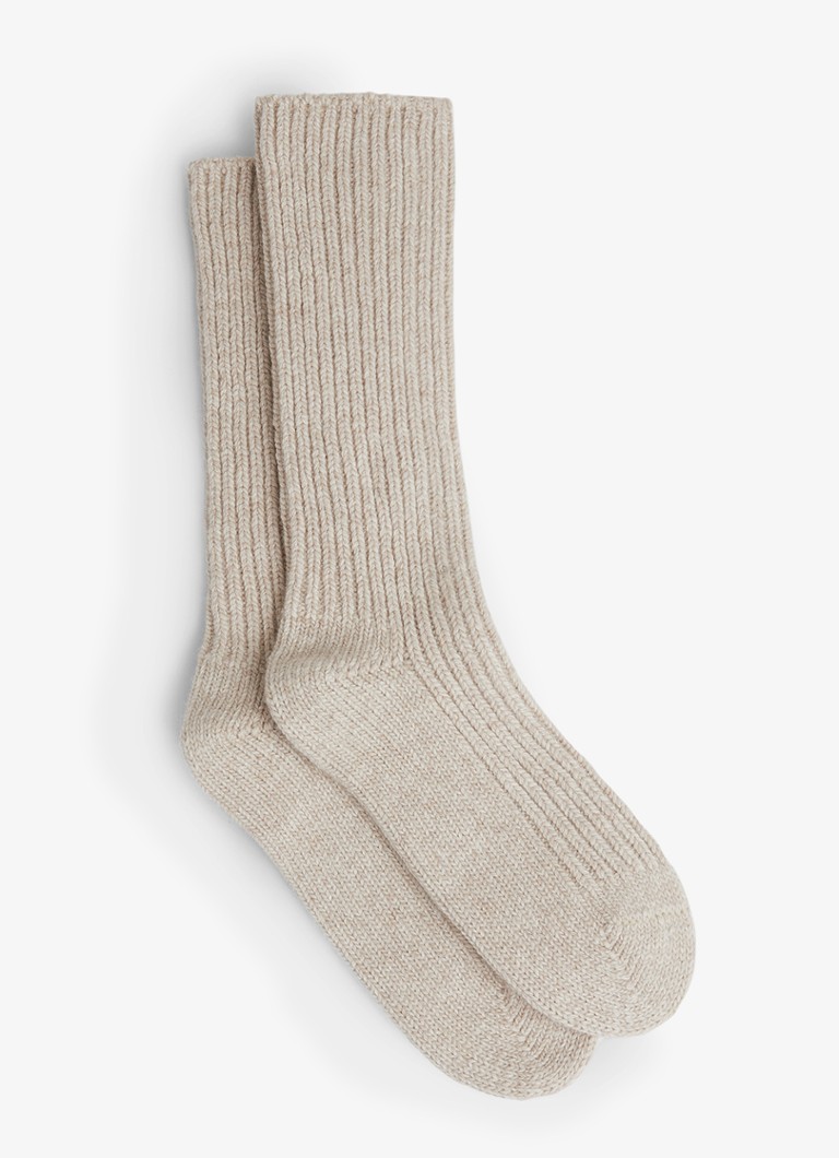 Reiss Dames Carmen sokken in kasjmierblend in de kleur Beige