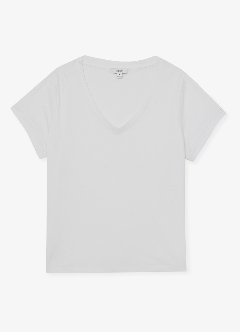 Reiss Dames Luna T-shirt met V-hals in de kleur Wit