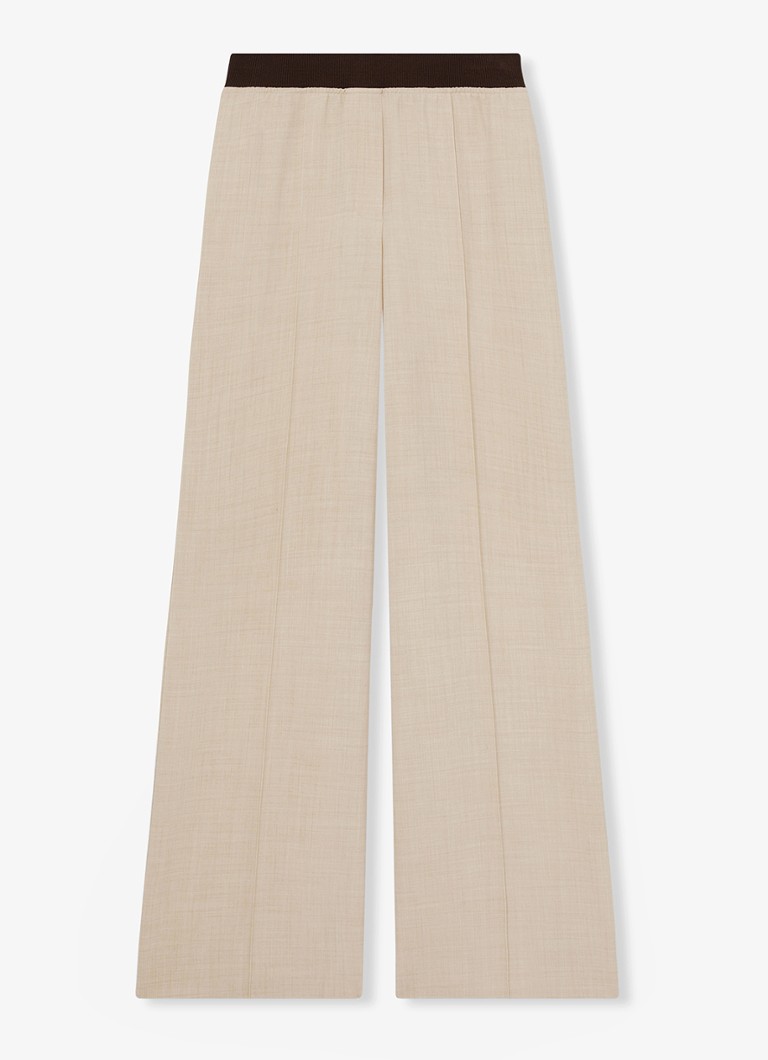 Reiss Dames Wilde mid waist wide fit pantalon met steekzakken in de kleur Beige