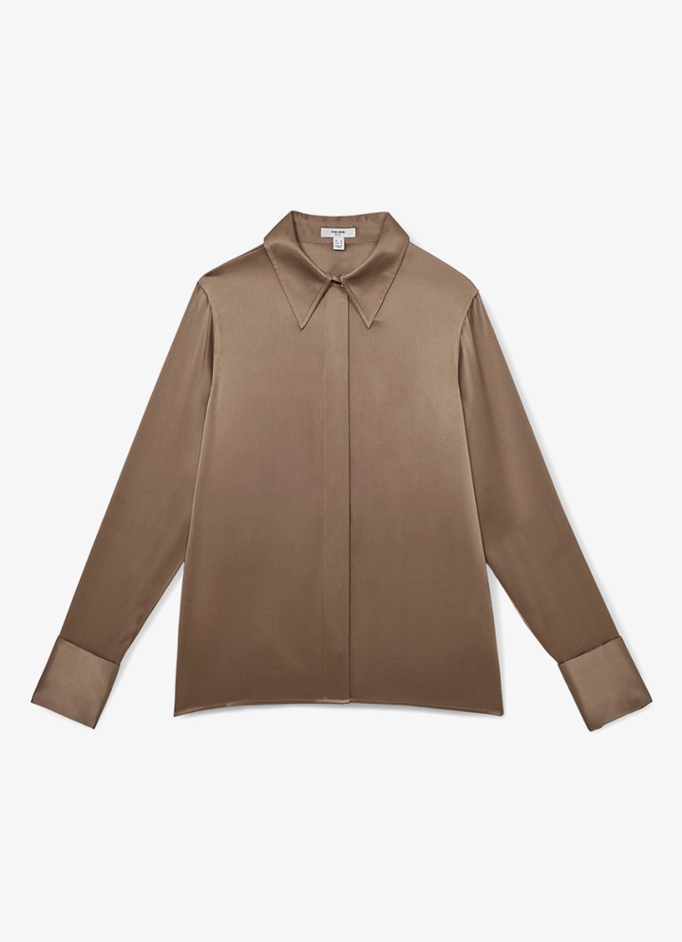 Reiss Dames Ameira blouse van zijde in de kleur Lichtbruin