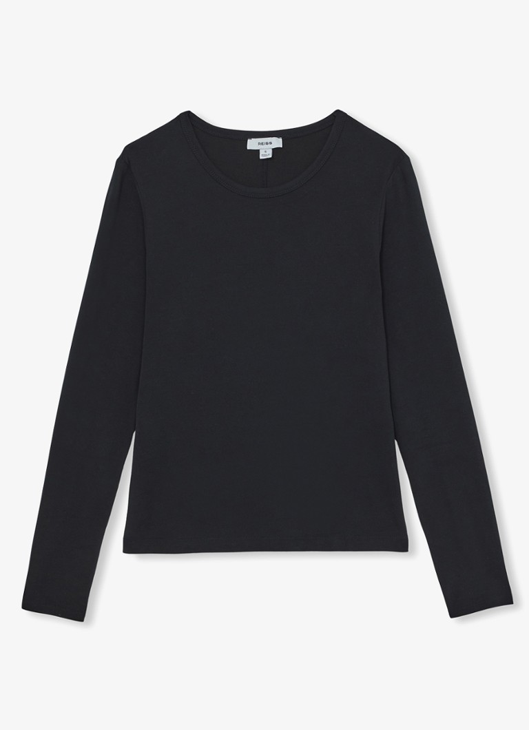 Reiss Dames Jada longsleeve met ronde hals in de kleur Zwart