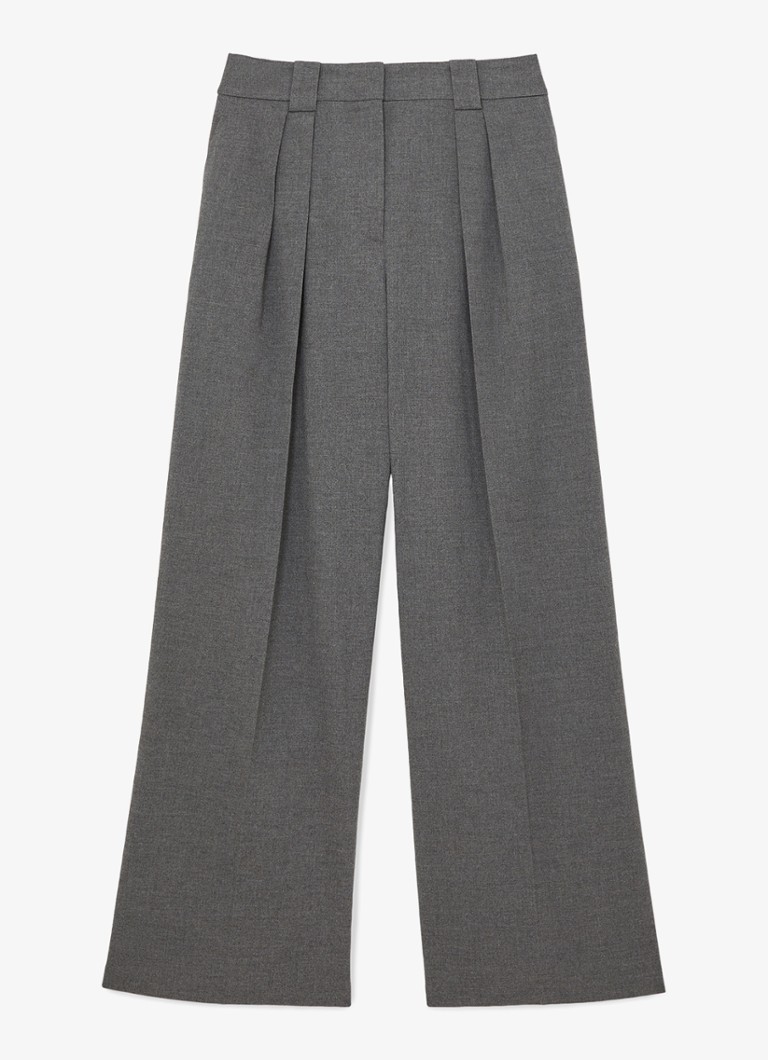 Reiss Dames Poppie high waist wide fit pantalon met steekzakken in de kleur Grijs