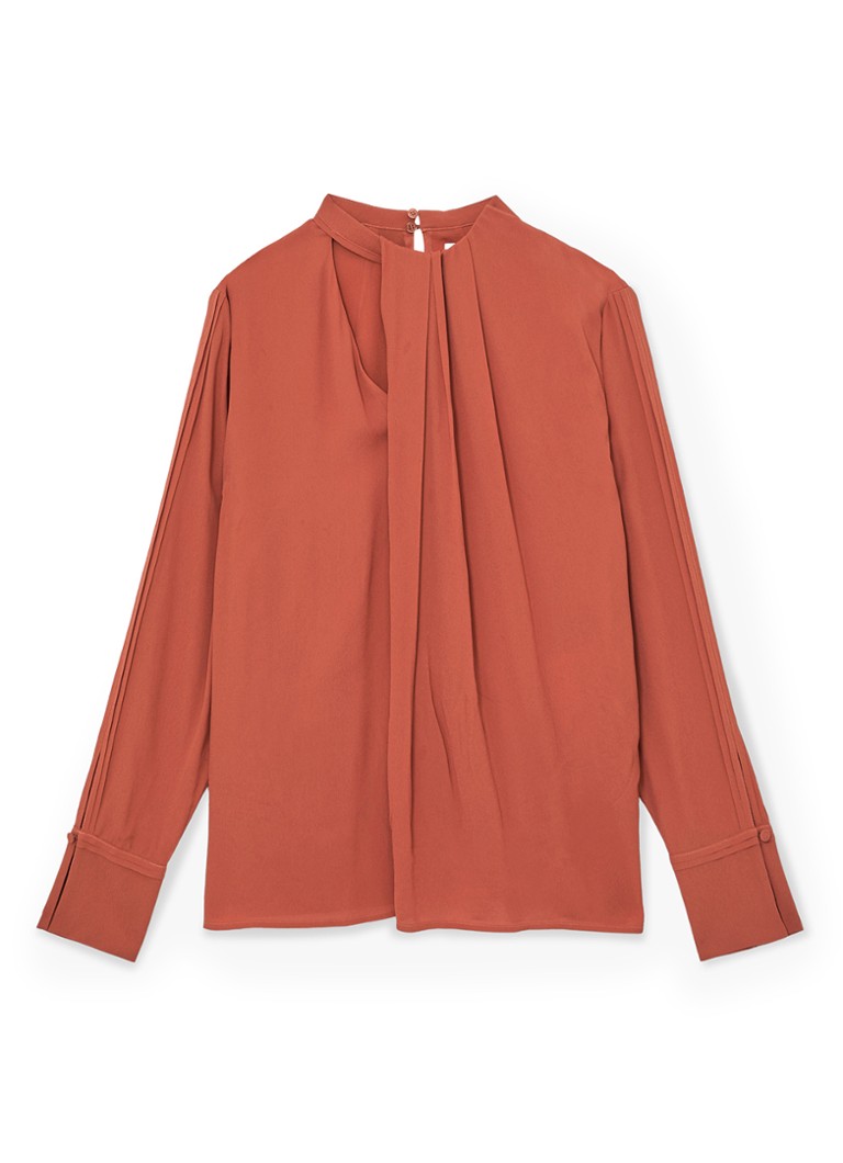 Reiss Dames Marta tuniek met plooidetail in de kleur Oranjebruin