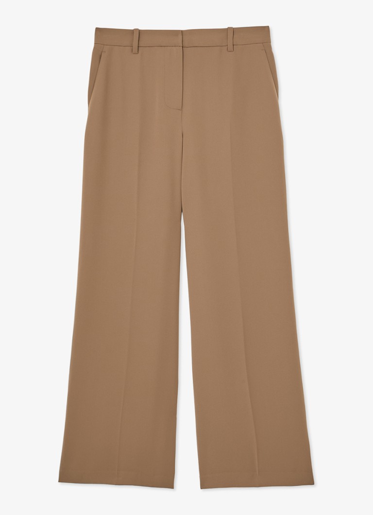 Reiss Dames Margeaux high waist wide fit pantalon met steekzakken in de kleur Camel
