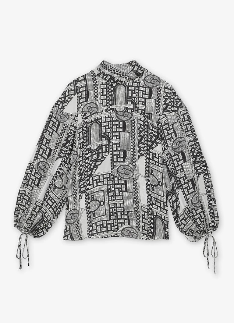 Reiss Dames Harry tuniek met sjaalkraag en ballonmouwen in de kleur Zwart