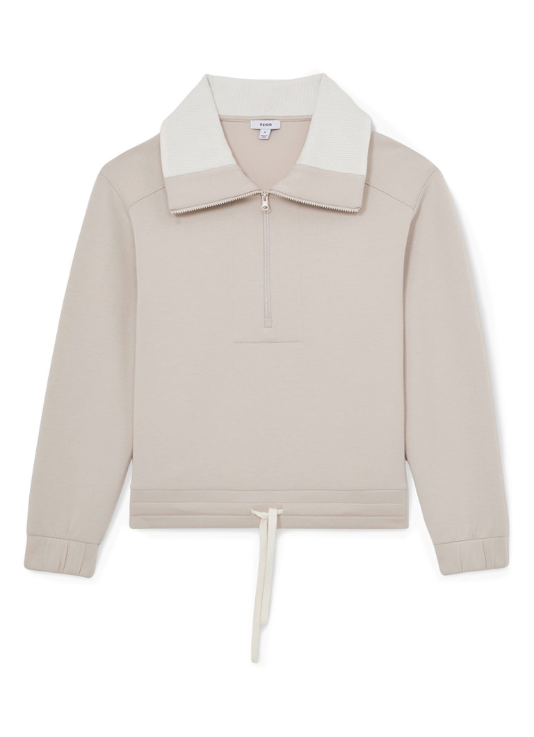 Reiss Dames Laney sweater met halve rits in de kleur Beige