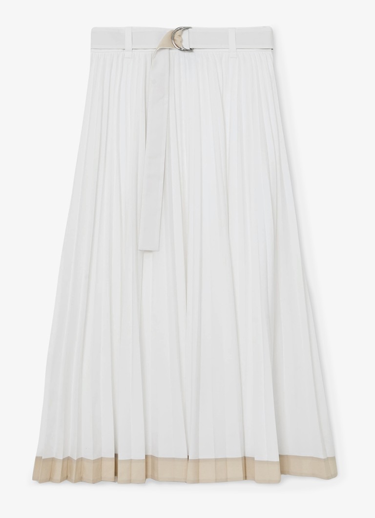 Reiss Dames Allora midi A-lijn rok met plooien en ceintuur in de kleur Wit